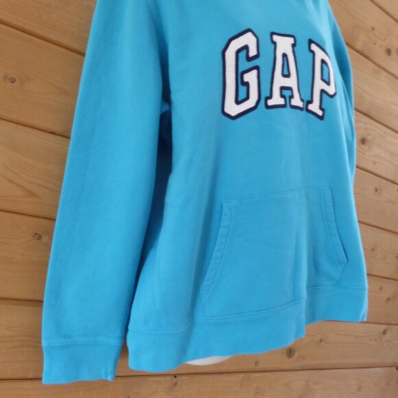 GAP LOGO Hoodie Sweatshirt Light Pastel Blue Cotton Blend Size XL - Picture 4 of 9